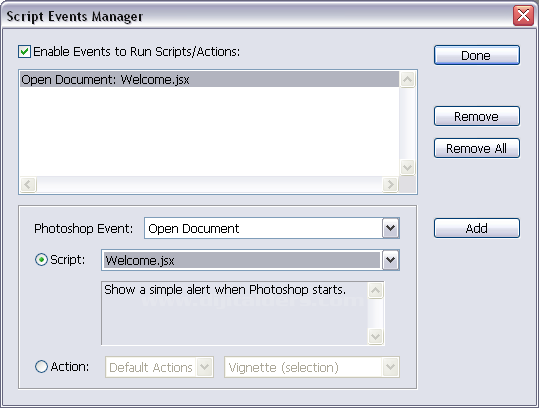Scripts Event Manager ,Load Files Into Stack,Scripts Browse men&uuml;s&uuml;