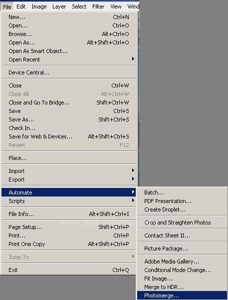 Automate Men&uuml;s&uuml;nden Photomerge